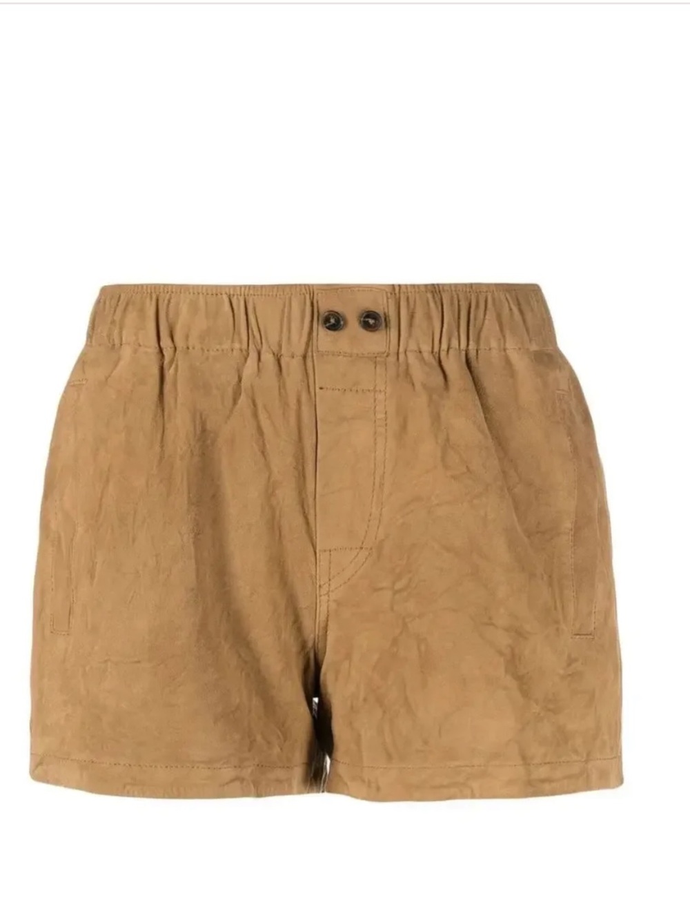Zadig & Voltaire Paxi Daim Froisse Cognac Brown Suede Leather shorts NWT 38